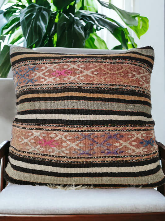 Kilim Pillow Cover Vintage, Bohemian Kilim Rugs Pillow Case, Decorative Square Kilim Sofa Cushion Case, Boho Vintage Home Decor