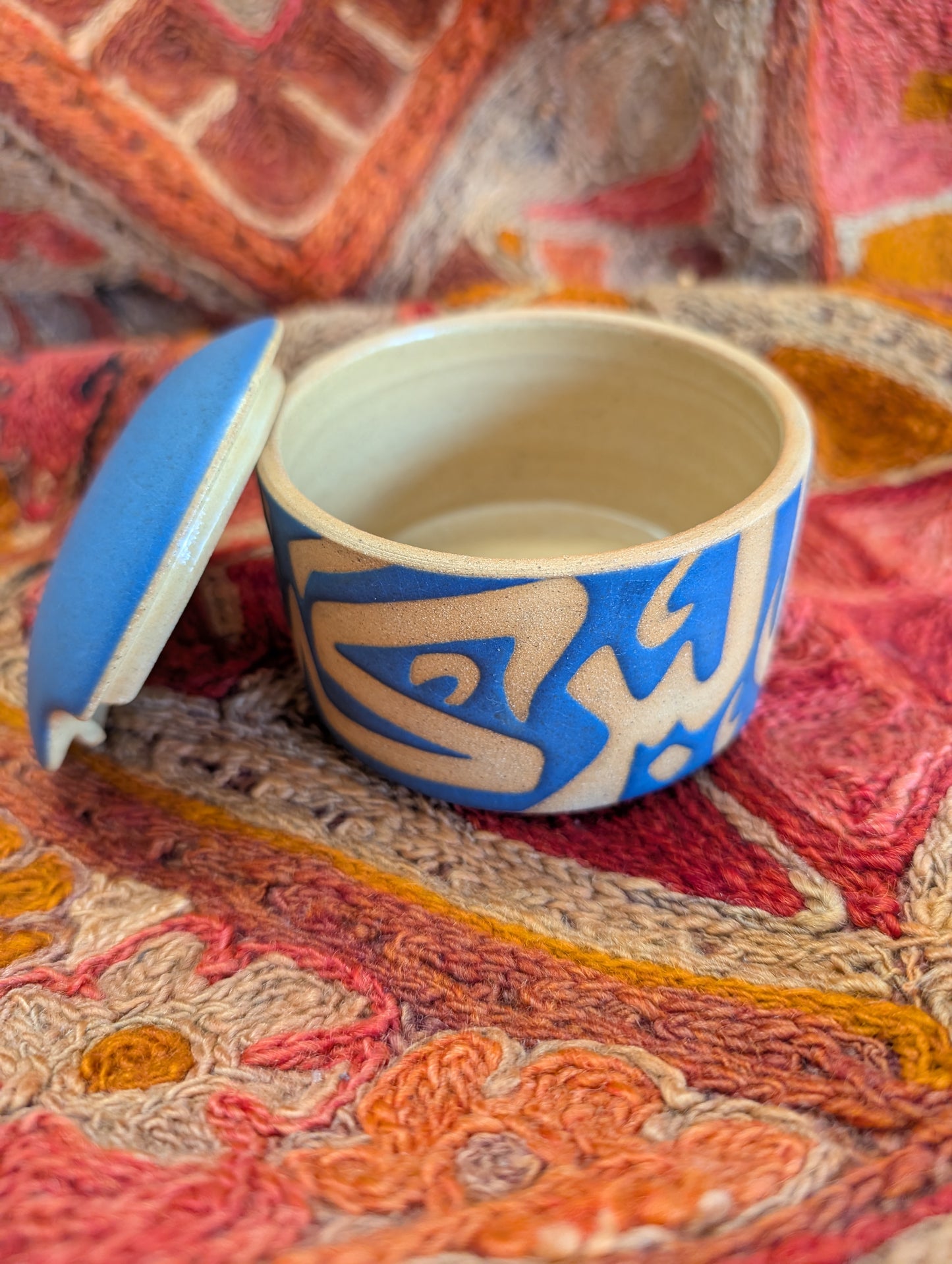 Handmade Pottery Sugar Bowl with Arabic Calligraphy: A Stunning Home Decor Piece for Any Room - Ramadan Gift