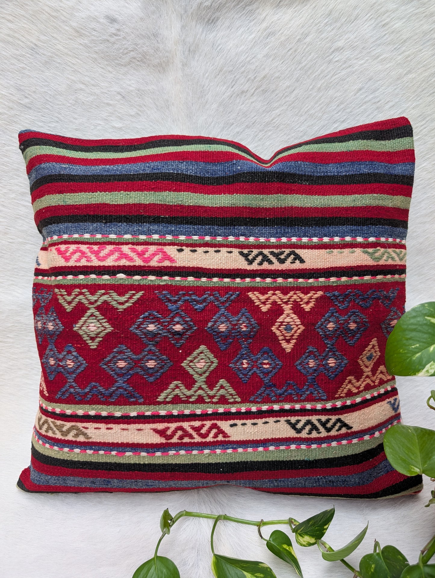 Kelim Kissenbezug Vintage, Boho Kelim Teppiche Kissenbezug, dekorativer quadratischer Kelim Sofakissenbezug, Boho Vintage Home Decor