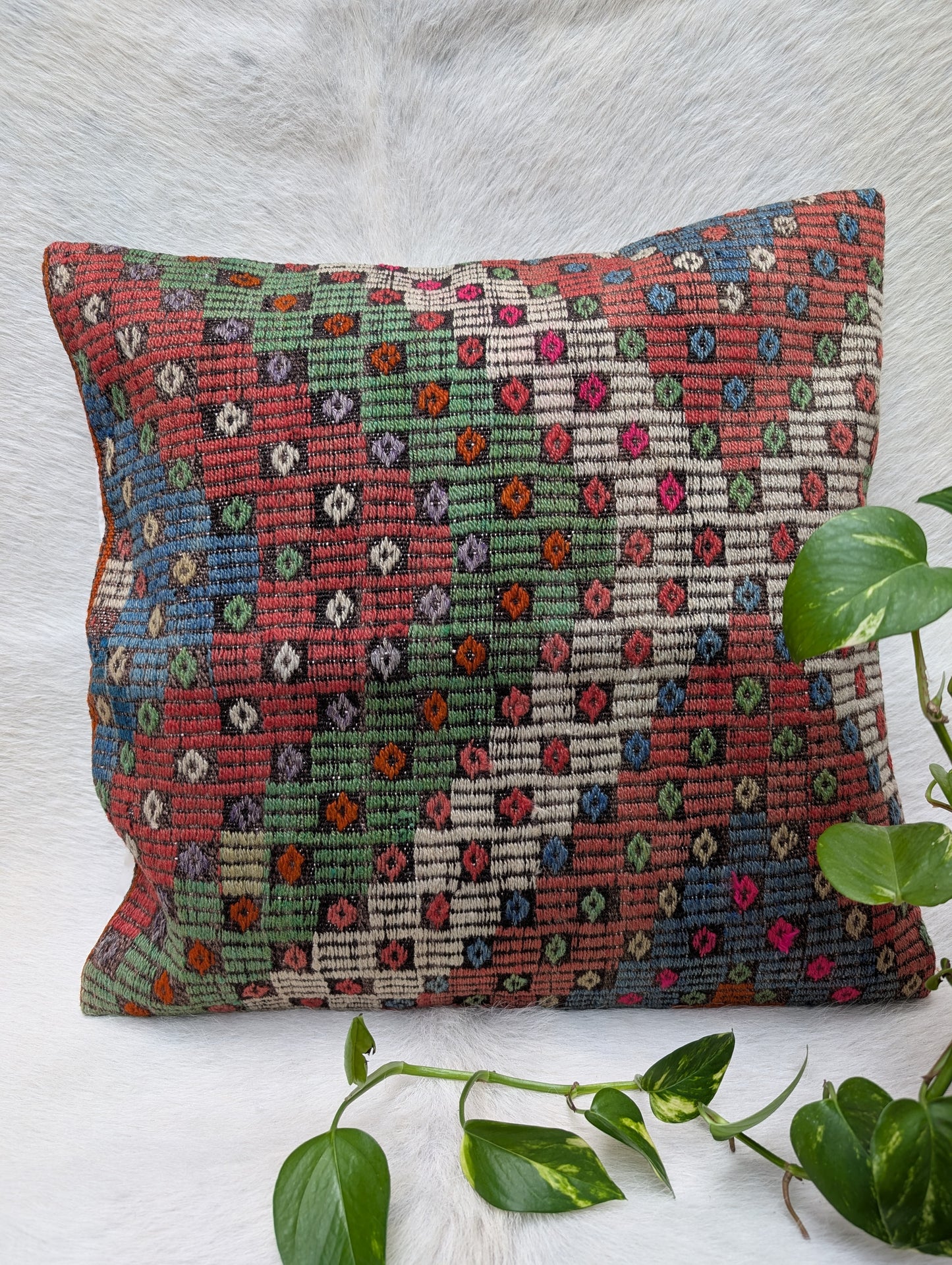 Kelim Kissenbezug Vintage, Boho Kelim Teppiche Kissenbezug, dekorativer quadratischer Kelim Sofakissenbezug, Boho Vintage Home Decor