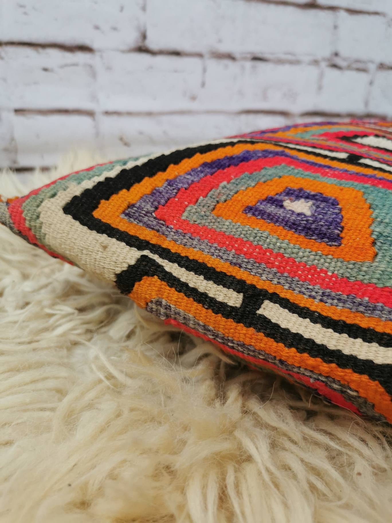 Vintage Kilim Pillow Cover from Iraq - Handmade, Boho Pillow Case