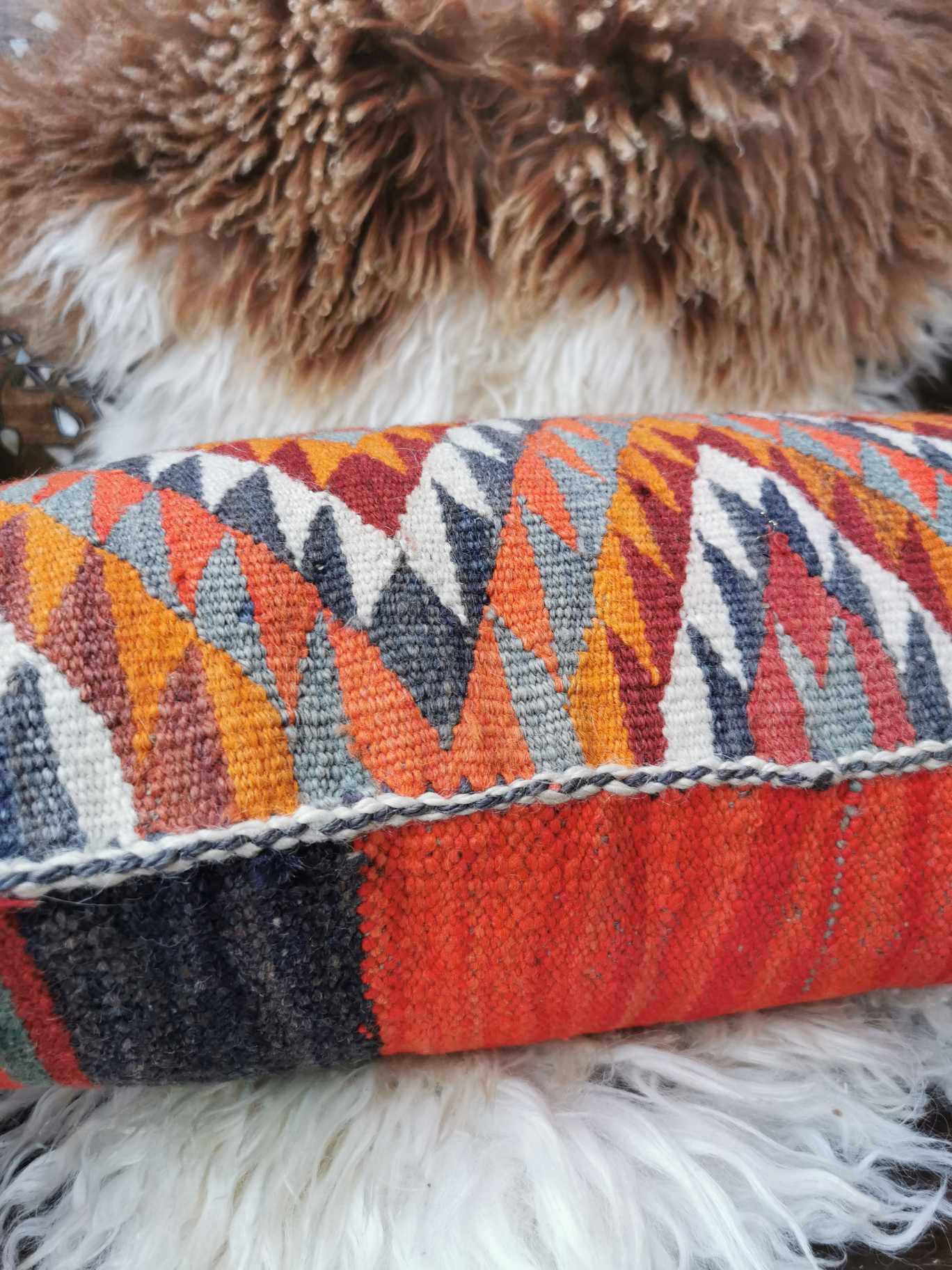 Vintage Kilim Pillow Cover from Iraq - Handmade, Boho Pillow Case