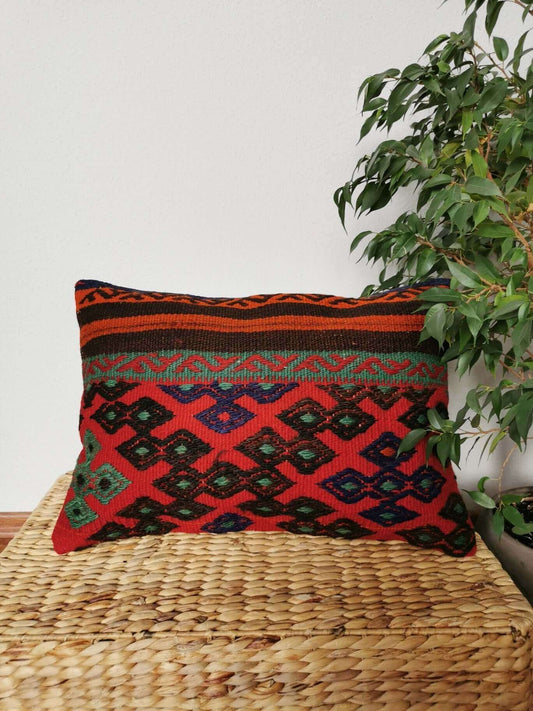 Kilim Pillow Cover, Turkey, old, unique, vintage, Kelim, Kelimkissen, Kissenhuelle, pillow case, boho, eclectic, arabic design