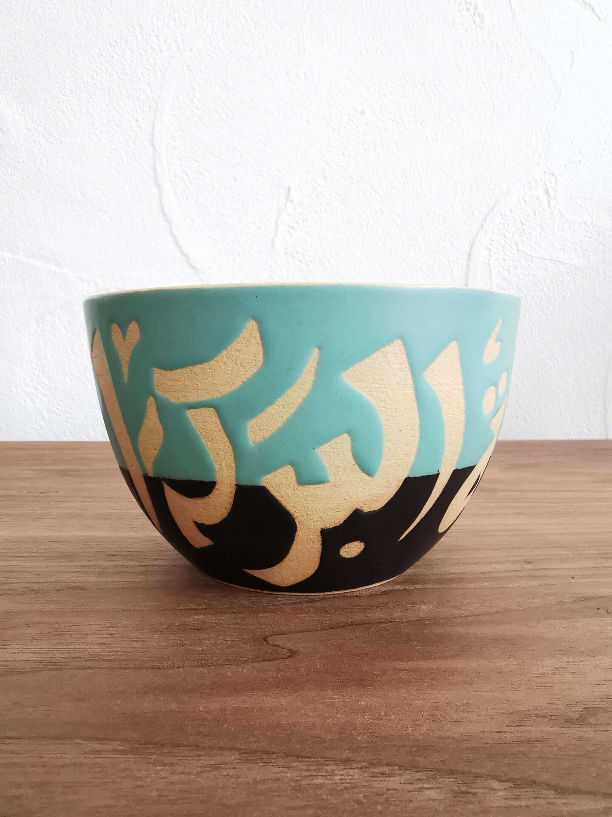 handmade pottery bowl, pottery handmade, ceramic handmade pottery, Pottery dinnerware, handmade bowl, Ramadan gift, mothers day gift, house warming gift, pottery bowl medium, Arabic calligraphy art, handwritten calligraphy, handwritten Arabic calligraphy