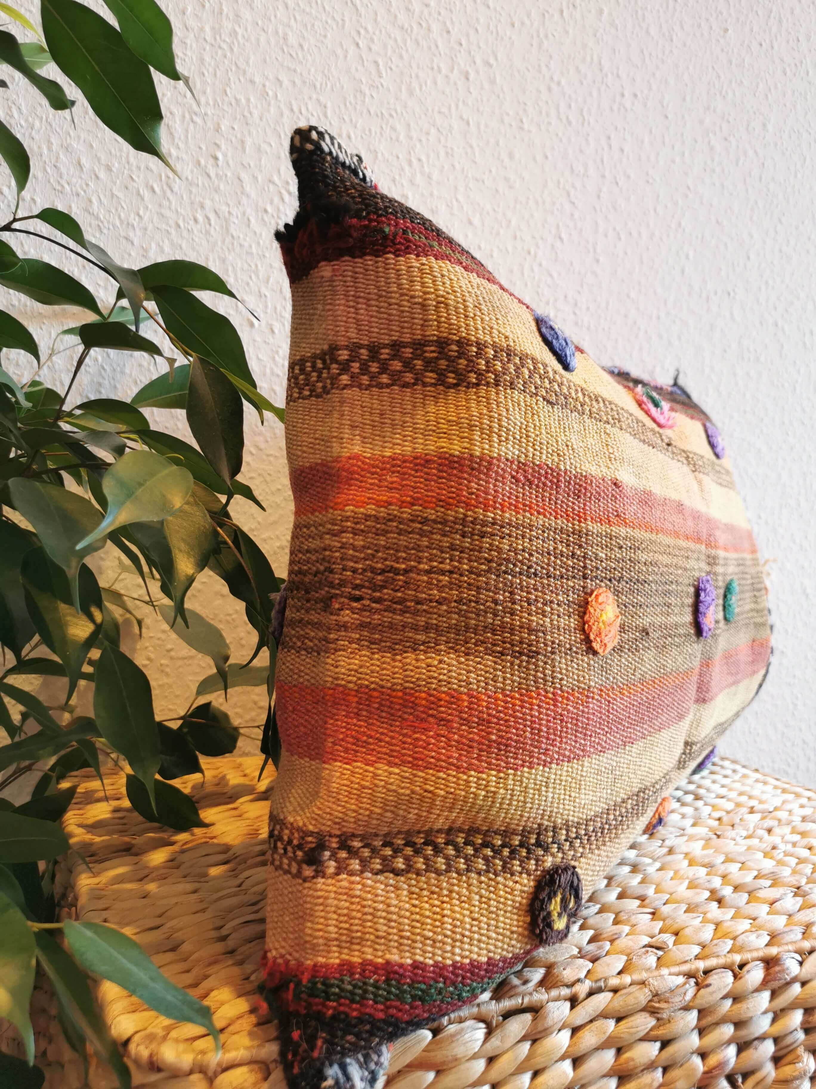 Vintage Jordanian Kilim Pillow Cover 60 cm x 40 cm RustiK KorneR
